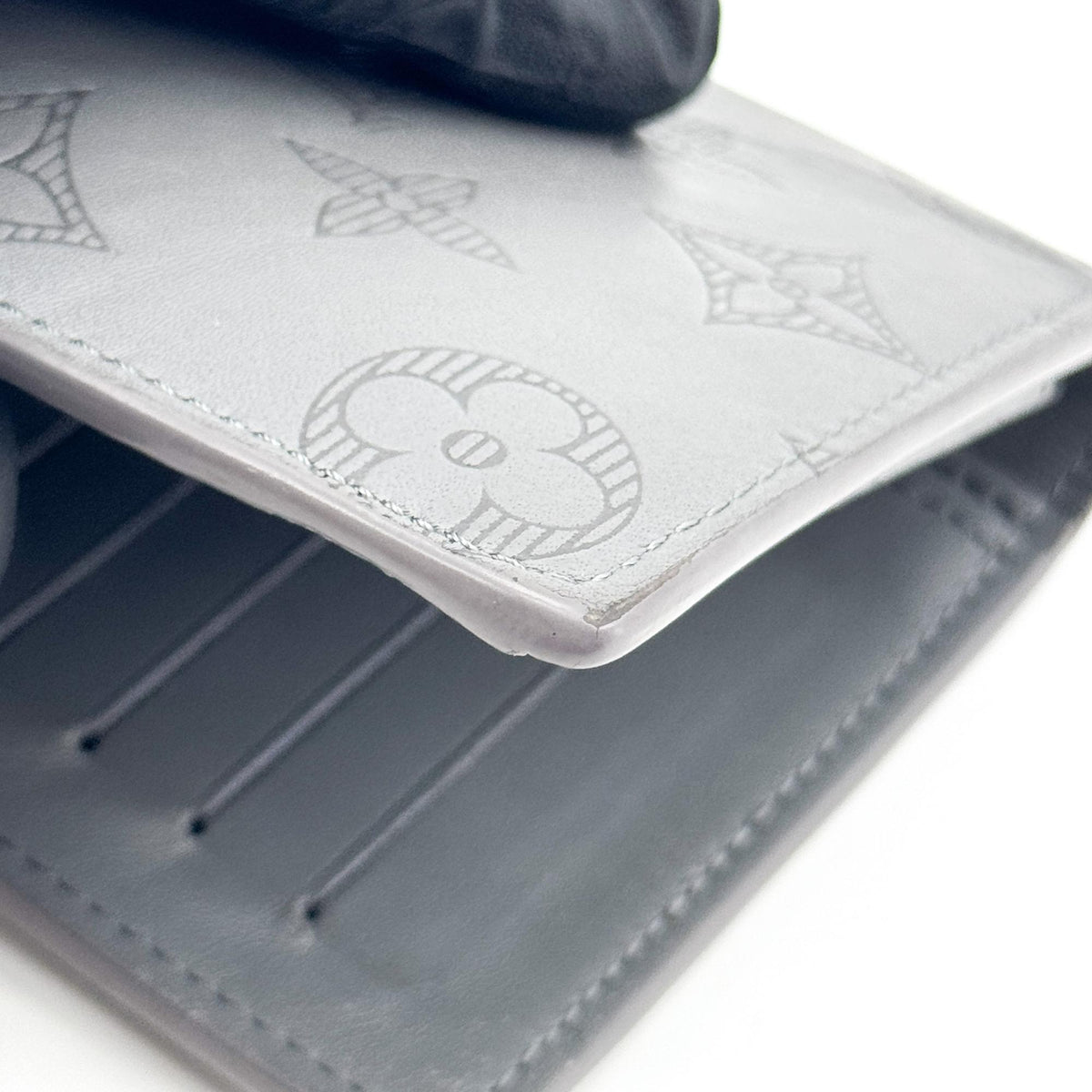 Louis Vuitton Brazza Monogram Shadow Leather, Black, Leather, Wallet