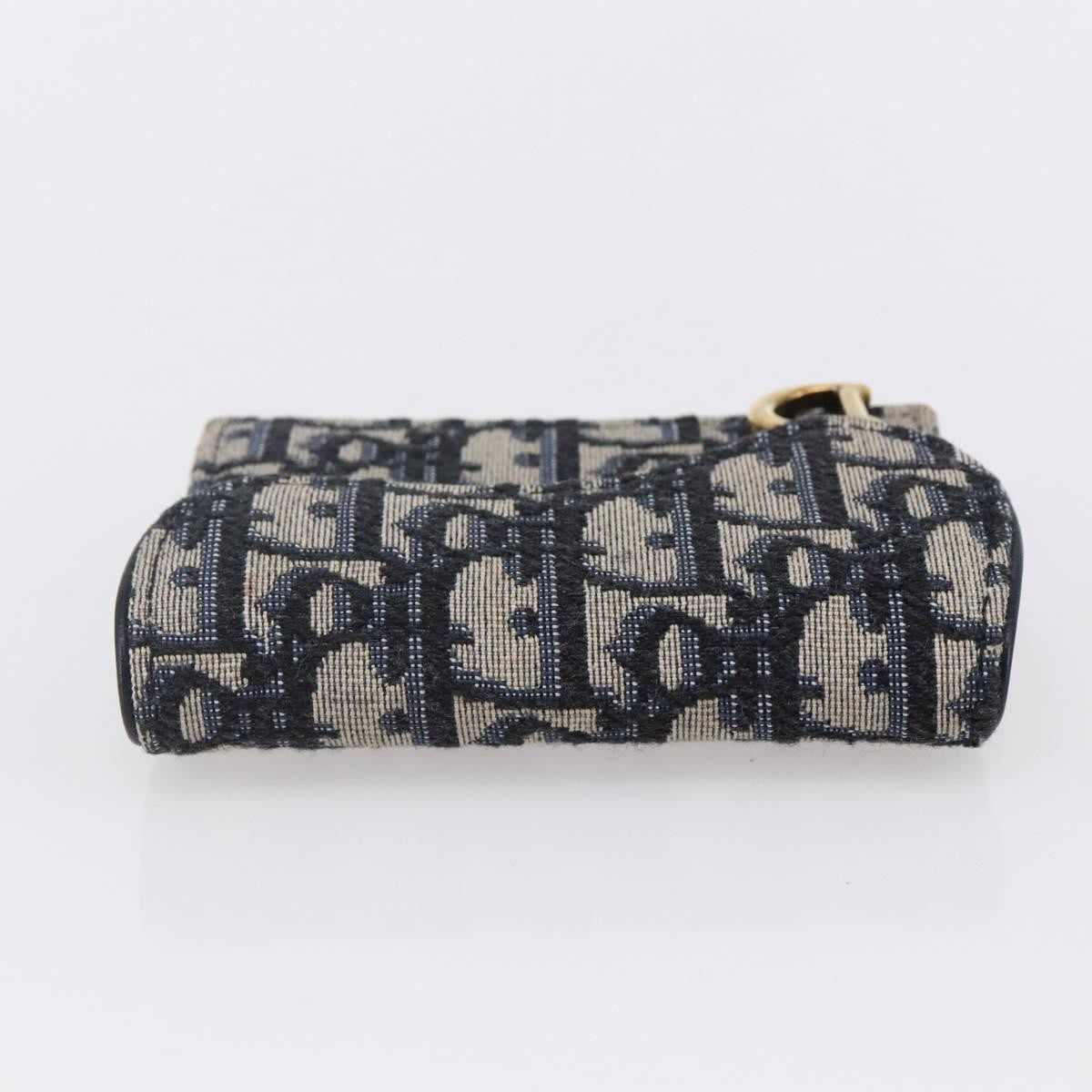 Christian Dior Saddle Card Case Oblique Canvas, Navy, Canvas, Card Holder