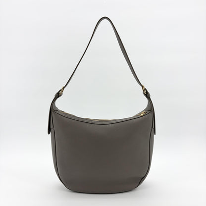 Celine Heloise Triomphe Embossed Leather, Gray, Leather, Shoulder Bag