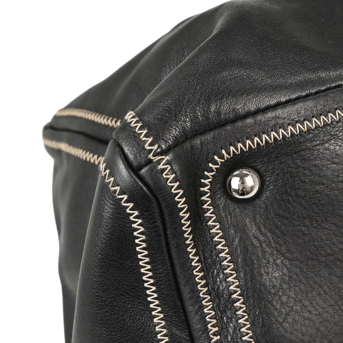 Chanel Vintage Bowler Lambskin, Black, Leather, Handbag