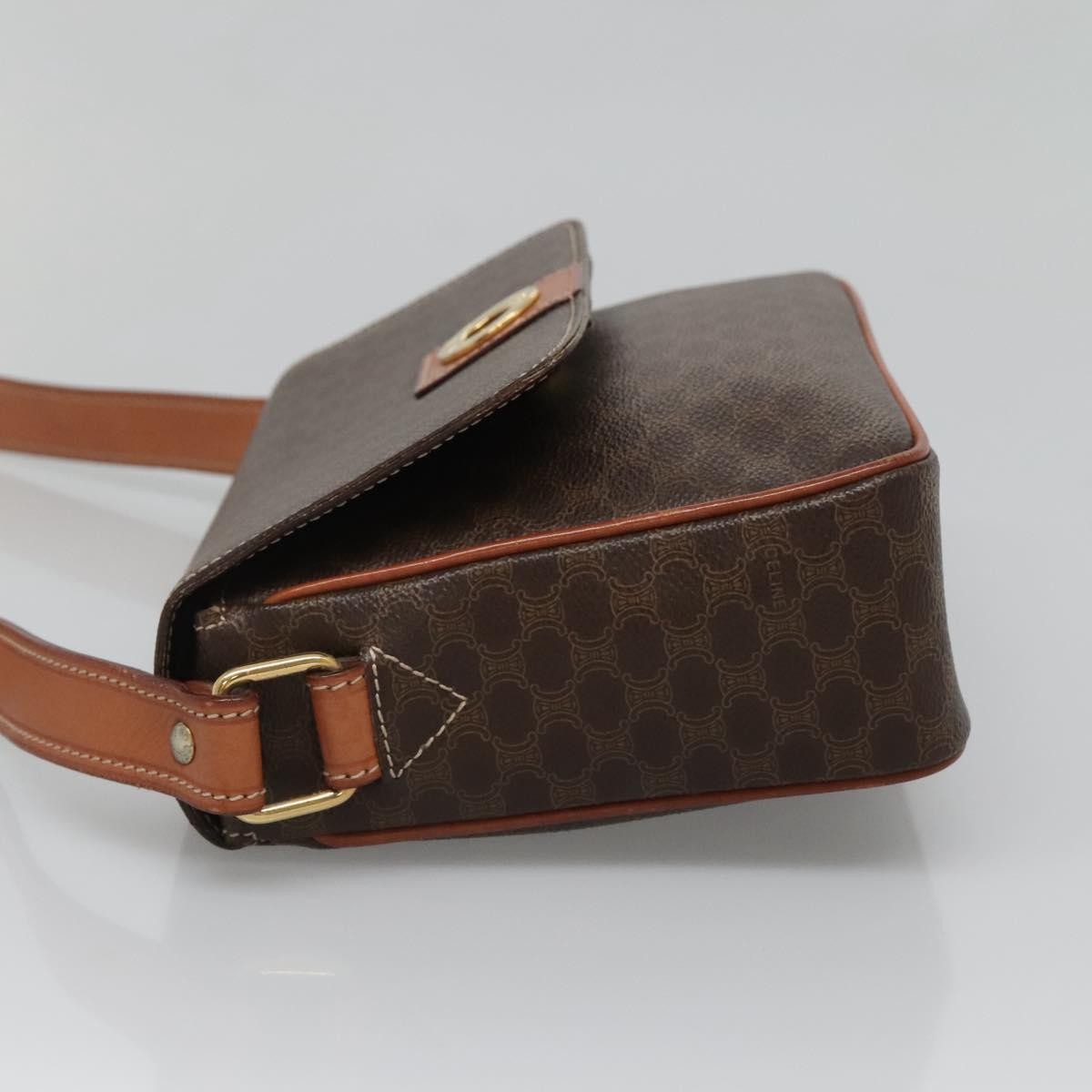 Celine Vintage Macadam Canvas and Leather, Brown, Canvas, Shoulder Bag