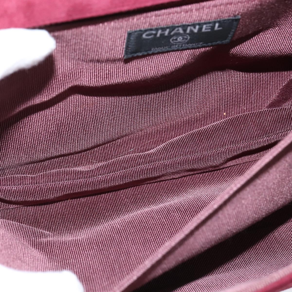 Chanel Chocolate Bar Flap Bag Quilted Satin, RED, SUEDE, Shoulder bag