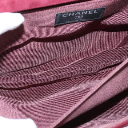 Chanel Chocolate Bar Flap Bag Quilted Satin, RED, SUEDE, Shoulder bag