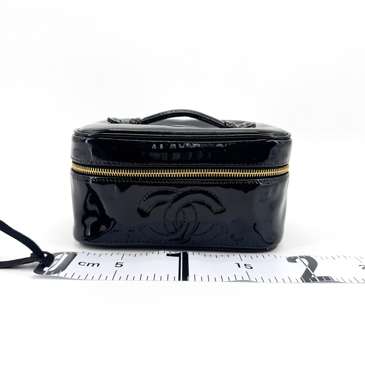Chanel Vintage Timeless Cosmetic Case Patent, Black, Patent Leather, Clutch