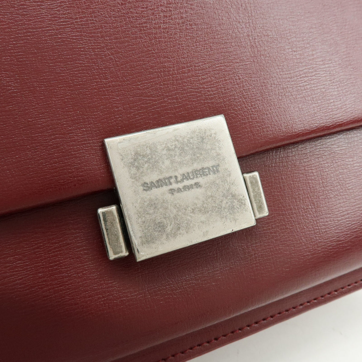 Saint Laurent Bellechasse Satchel Leather, Red, Leather, Handbag