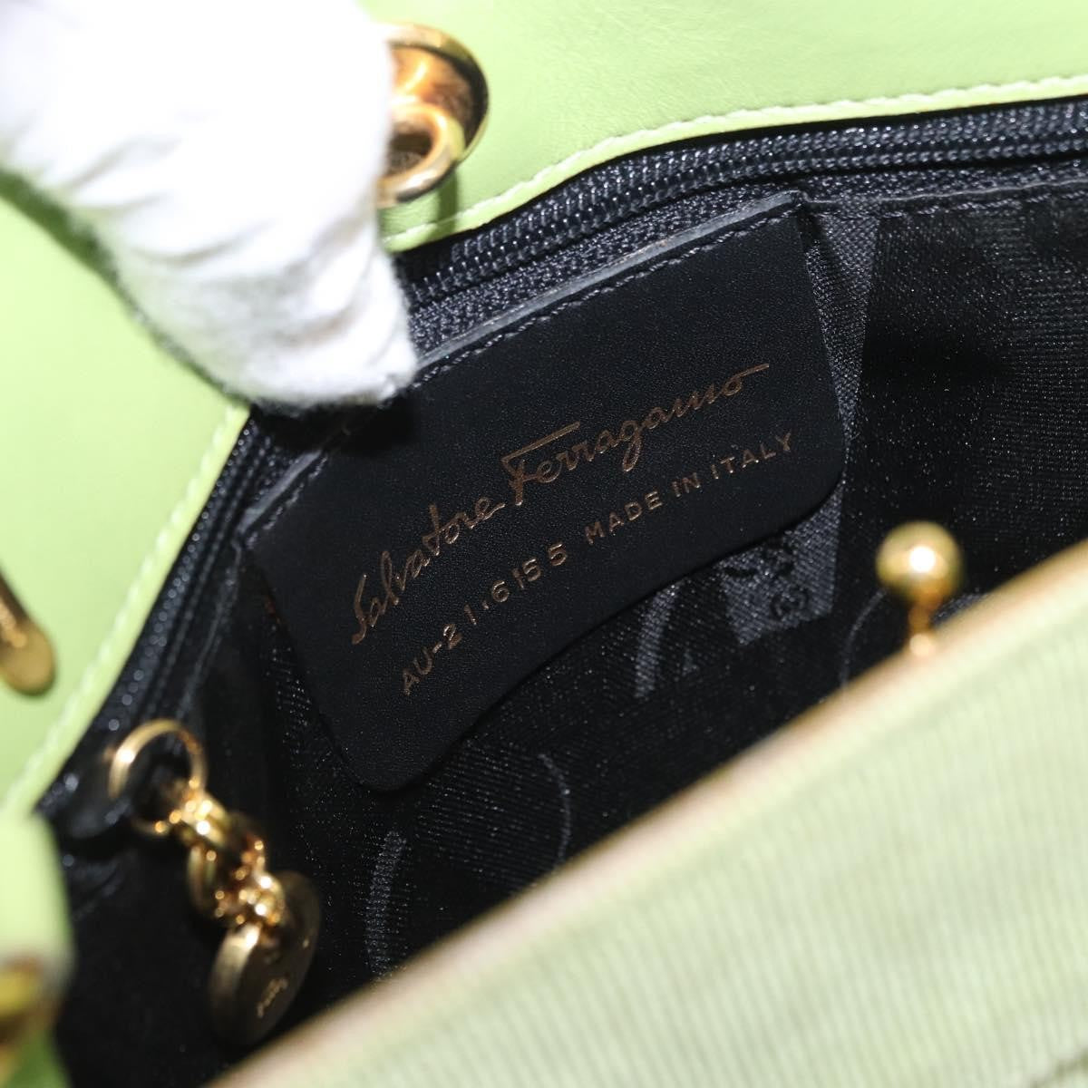Salvatore Ferragamo Vala Canvas, Green, Canvas, Shoulder Bag