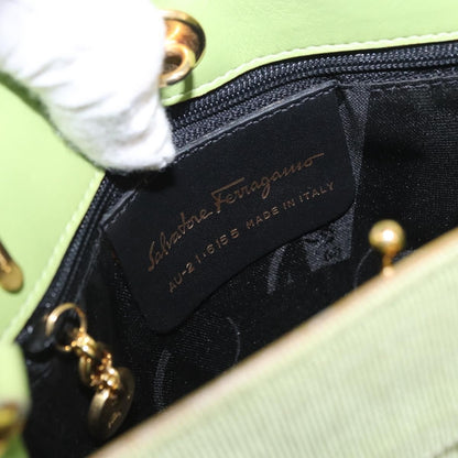 Salvatore Ferragamo Vala Canvas, Green, Canvas, Shoulder Bag