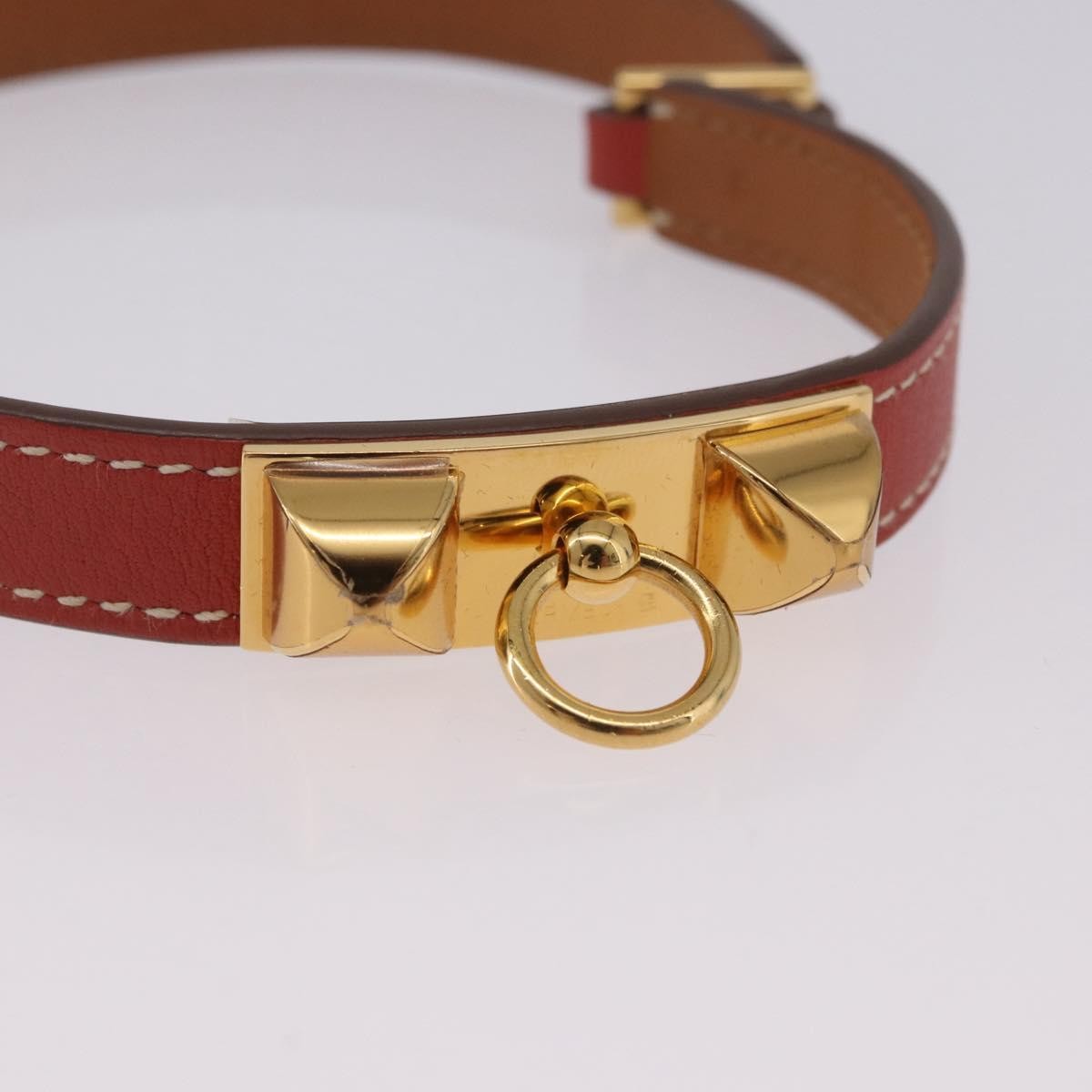 Hermes Rivale Double Tour Leather, Red, Leather, Bracelet