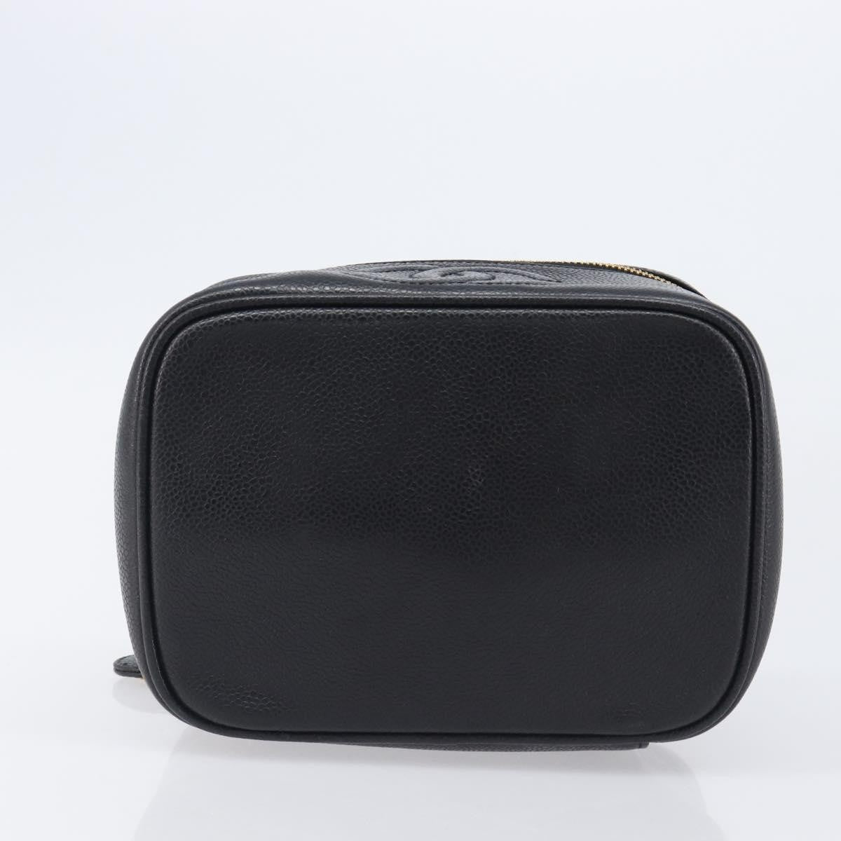 Chanel Vintage Timeless Cosmetic Case Caviar, Black, Leather, Clutch