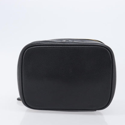 Chanel Vintage Timeless Cosmetic Case Caviar, Black, Leather, Clutch
