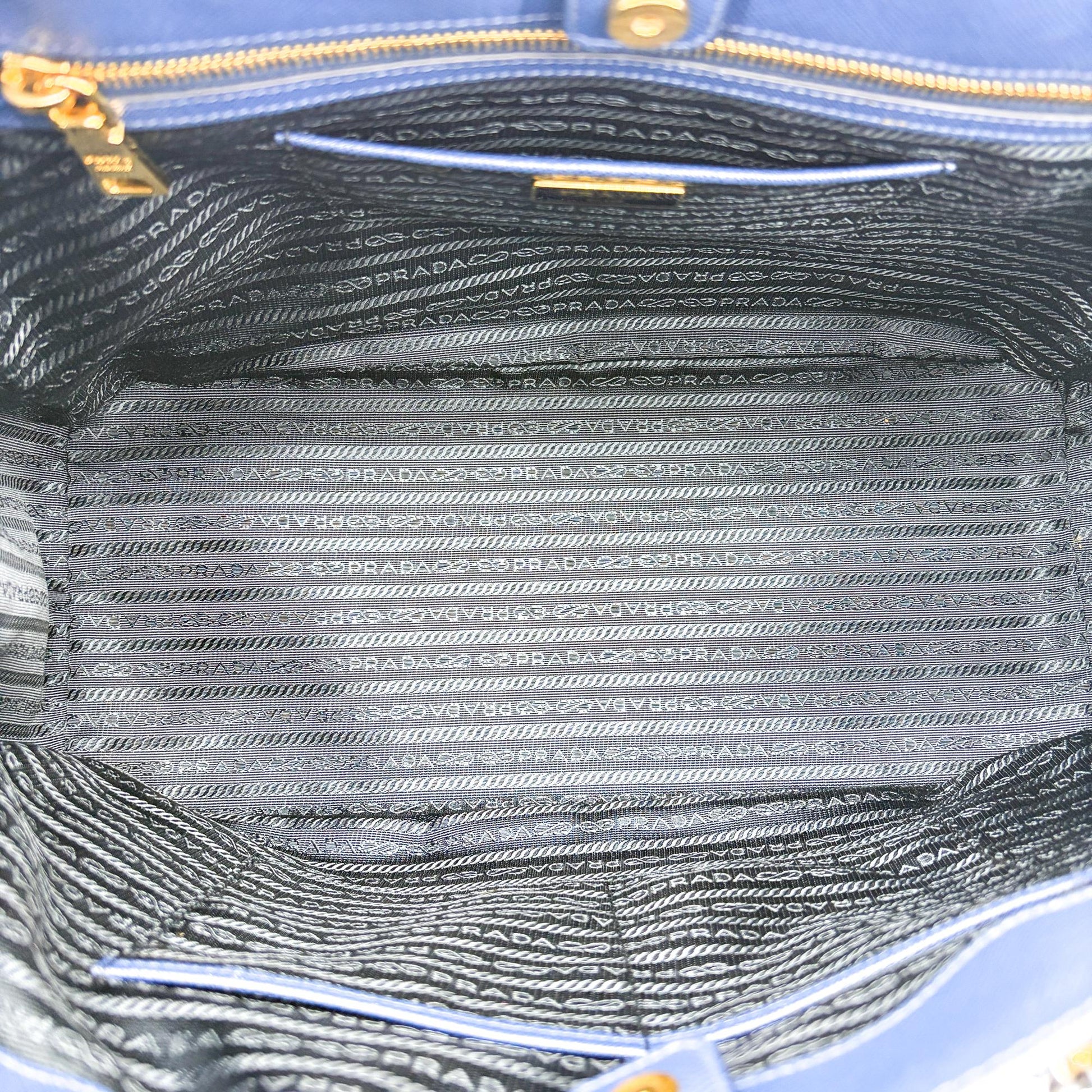 Prada Lux Open Saffiano Leather, Blue, Leather, Tote Bag