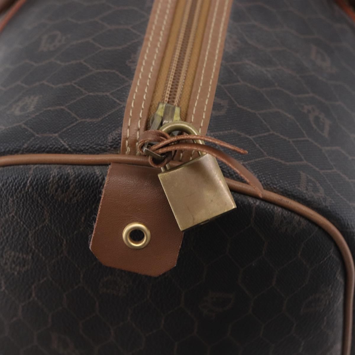 Christian Dior Vintage Honeycomb Boston Canvas and Leather, Black, Canvas, Travel Bag