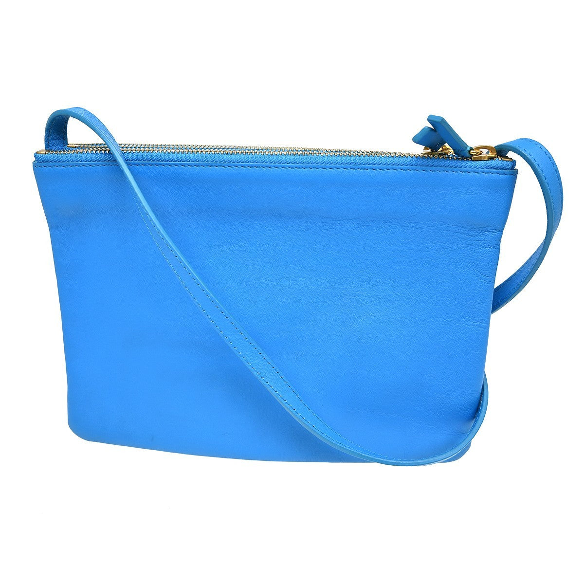Celine Trio Leather, Blue, Leather, Shoulder Bag