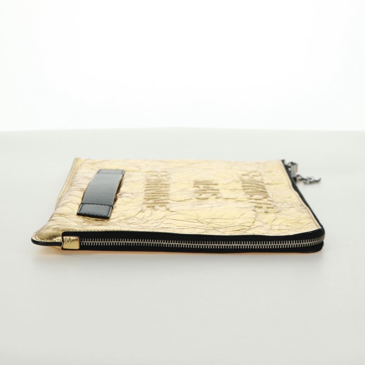 Chanel Feminine Crinkled Leather, Gold, Leather, Clutch