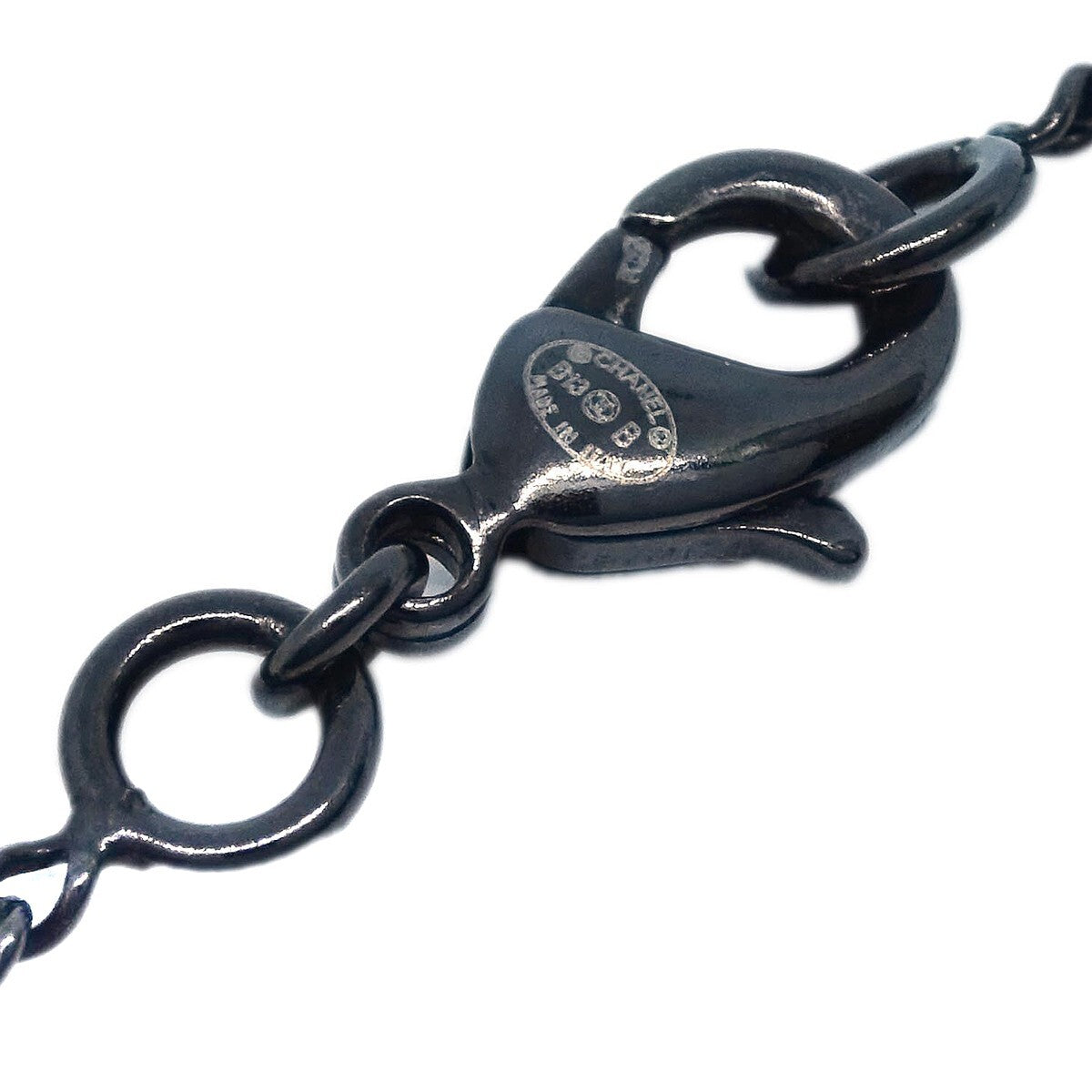 Chanel CC Pearl Drop Metal with Pearls, Black, Metal, Necklace