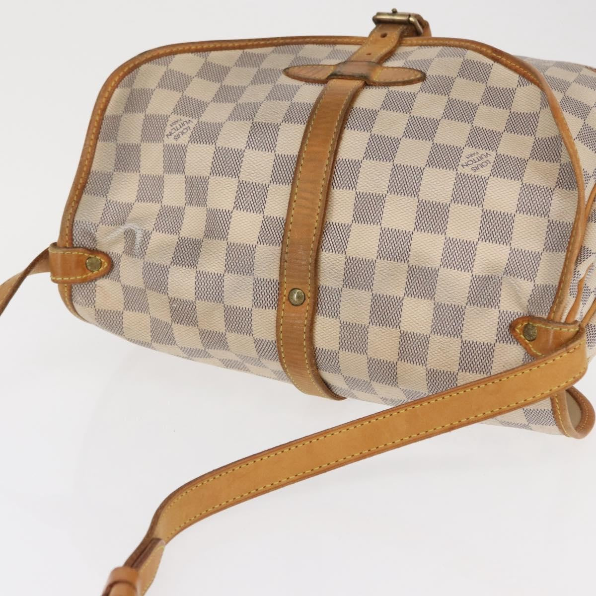 Louis Vuitton Saumur Damier Ebene, Beige, Canvas, Shoulder Bag