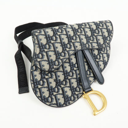 Christian Dior Saddle Belt Oblique Canvas, Navy, Canvas, Handbag
