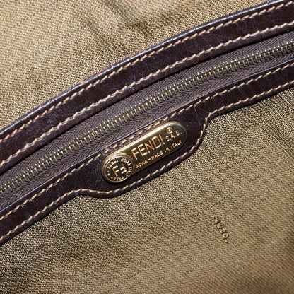 Fendi Vintage Zip Tote Zucca Canvas, Brown, Canvas, Tote Bag
