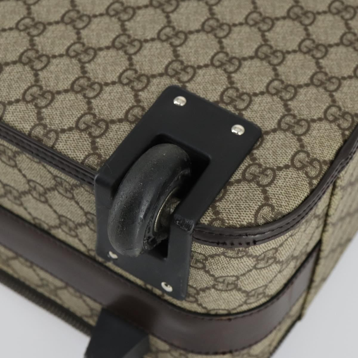 Gucci Web Trolley Rolling Luggage GG Coated Canvas, Beige, PVC, Travel Bag