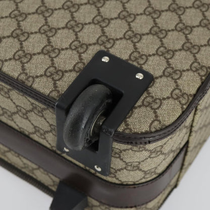 Gucci Web Trolley Rolling Luggage GG Coated Canvas, Beige, PVC, Travel Bag