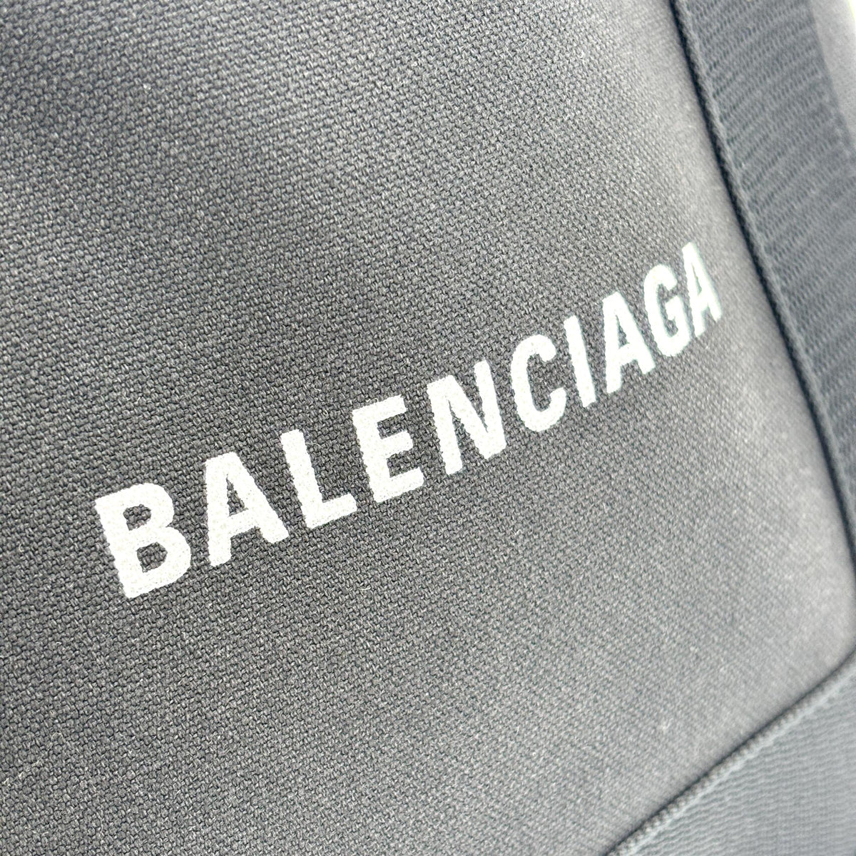 Balenciaga Navy Cabas Canvas with Leather, Black, Canvas, Tote Bag