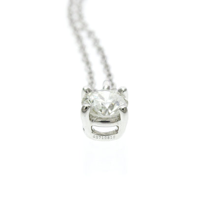 Tiffany & Co. Solitaire Pendant Platinum with Emerald Cut Diamond, Silver, Platinum, Necklace