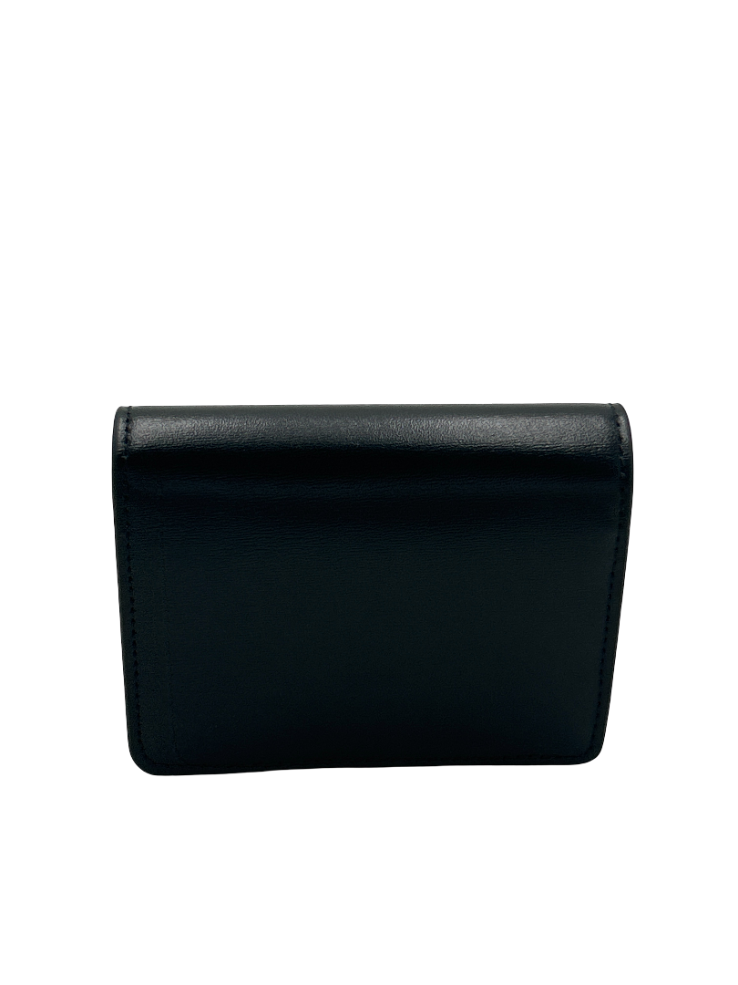 Celine Triomphe Trifold Wallet Leather, Black, Leather, Wallet