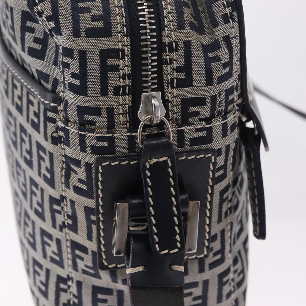 Fendi Shoulder Zucchino Canvas, Navy, Canvas, Shoulder Bag