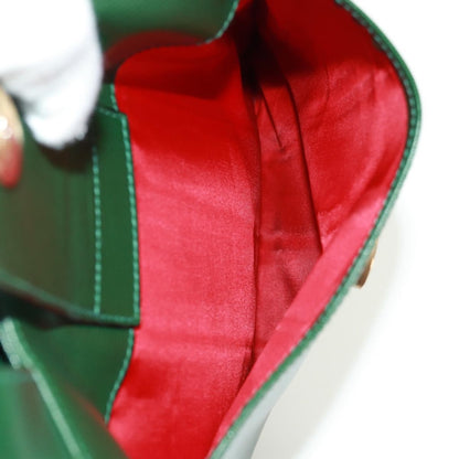 Celine Circle Logo Leather, Green, Leather, Shoulder Bag