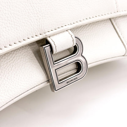 Balenciaga Hourglass Top Handle Leather, White, Leather, Handbag