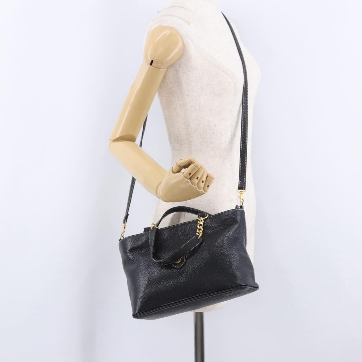 Bally Vintage Leather, Black, Leather, Tote Bag