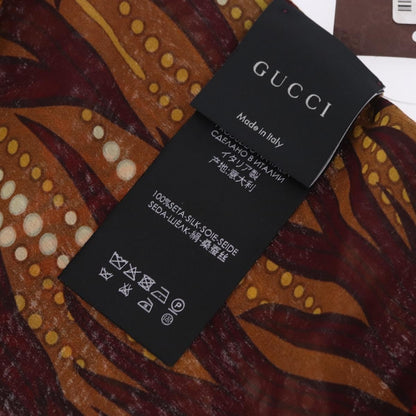 Gucci Printed Silk Fringed Scarf Silk, Burgundy, Silk, Scarf