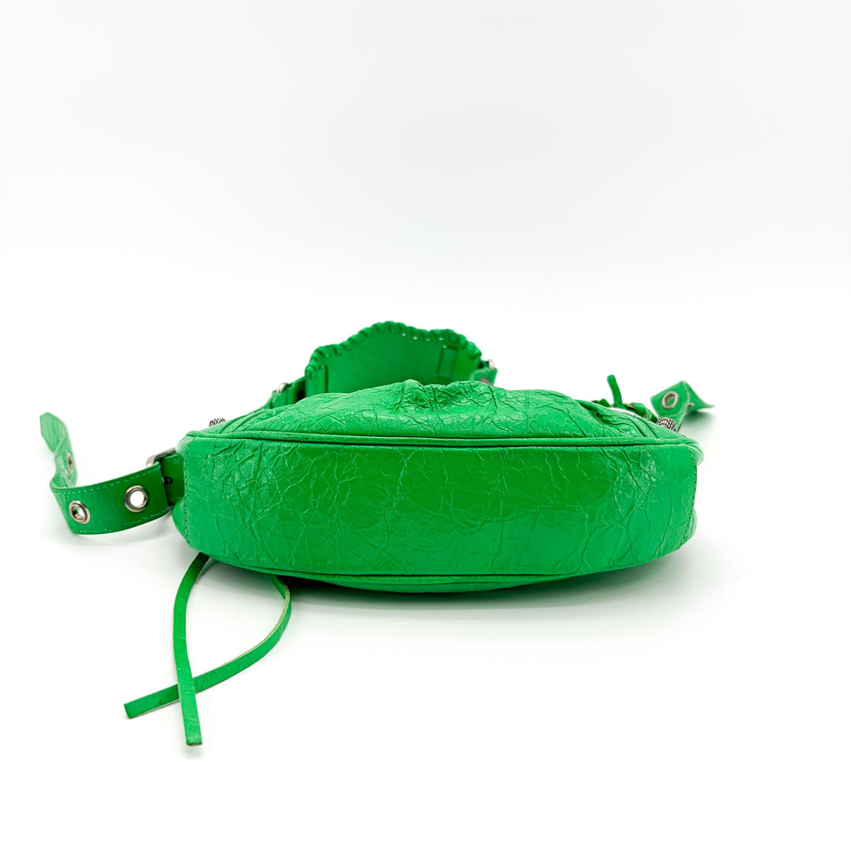 Balenciaga Le Cagole Giant Spikes Leather, Green, Leather, Shoulder Bag