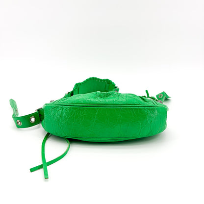 Balenciaga Le Cagole Giant Spikes Leather, Green, Leather, Shoulder Bag