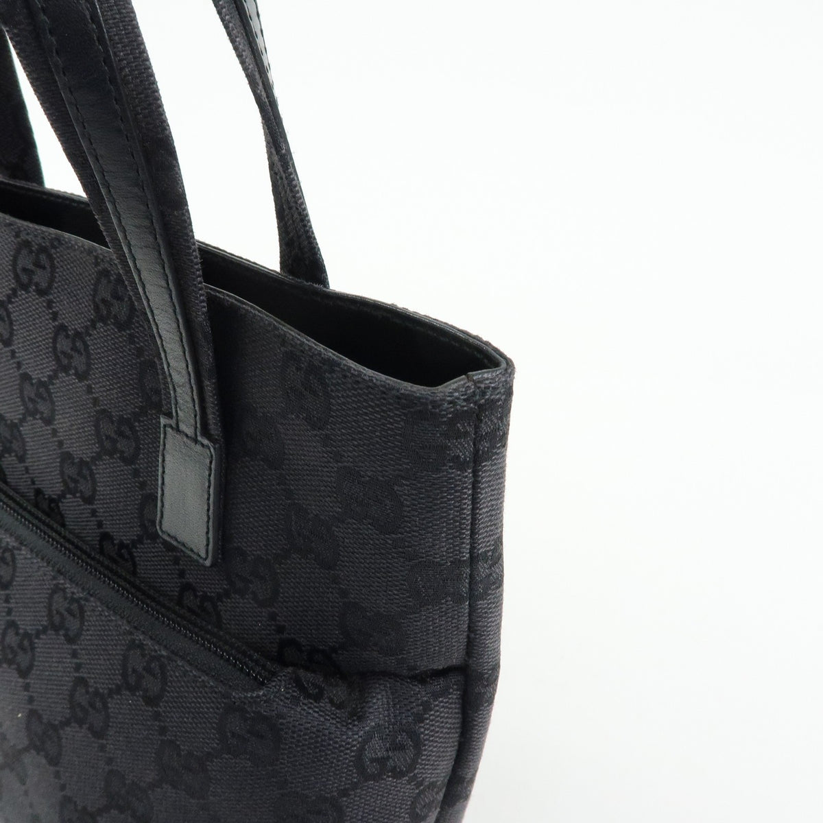 Gucci Tote GG Canvas and Leather, Black, Canvas, Tote Bag
