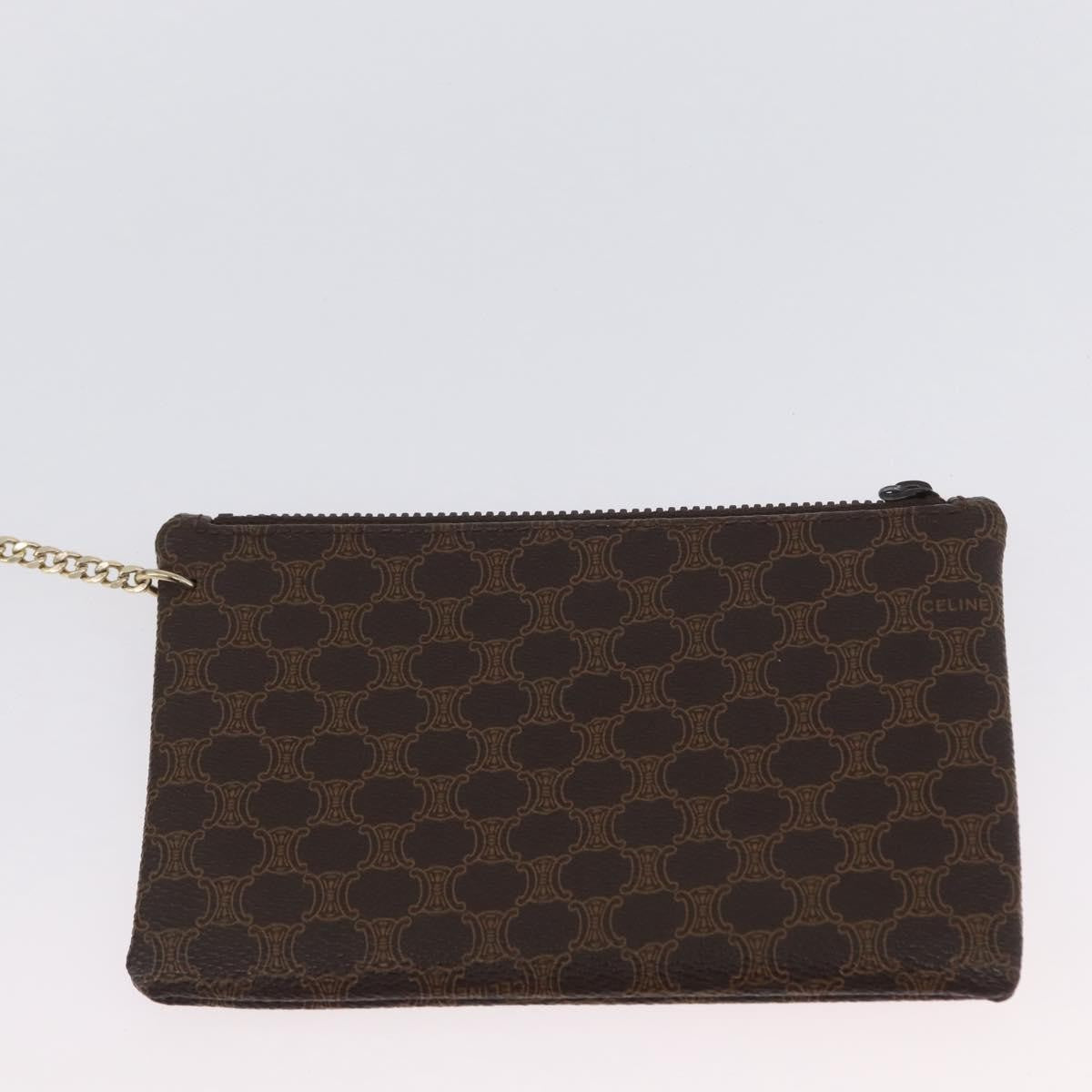 Celine Vintage Shoulder Bag Macadam Canvas & Leather, Brown, Canvas, Shoulder Bag