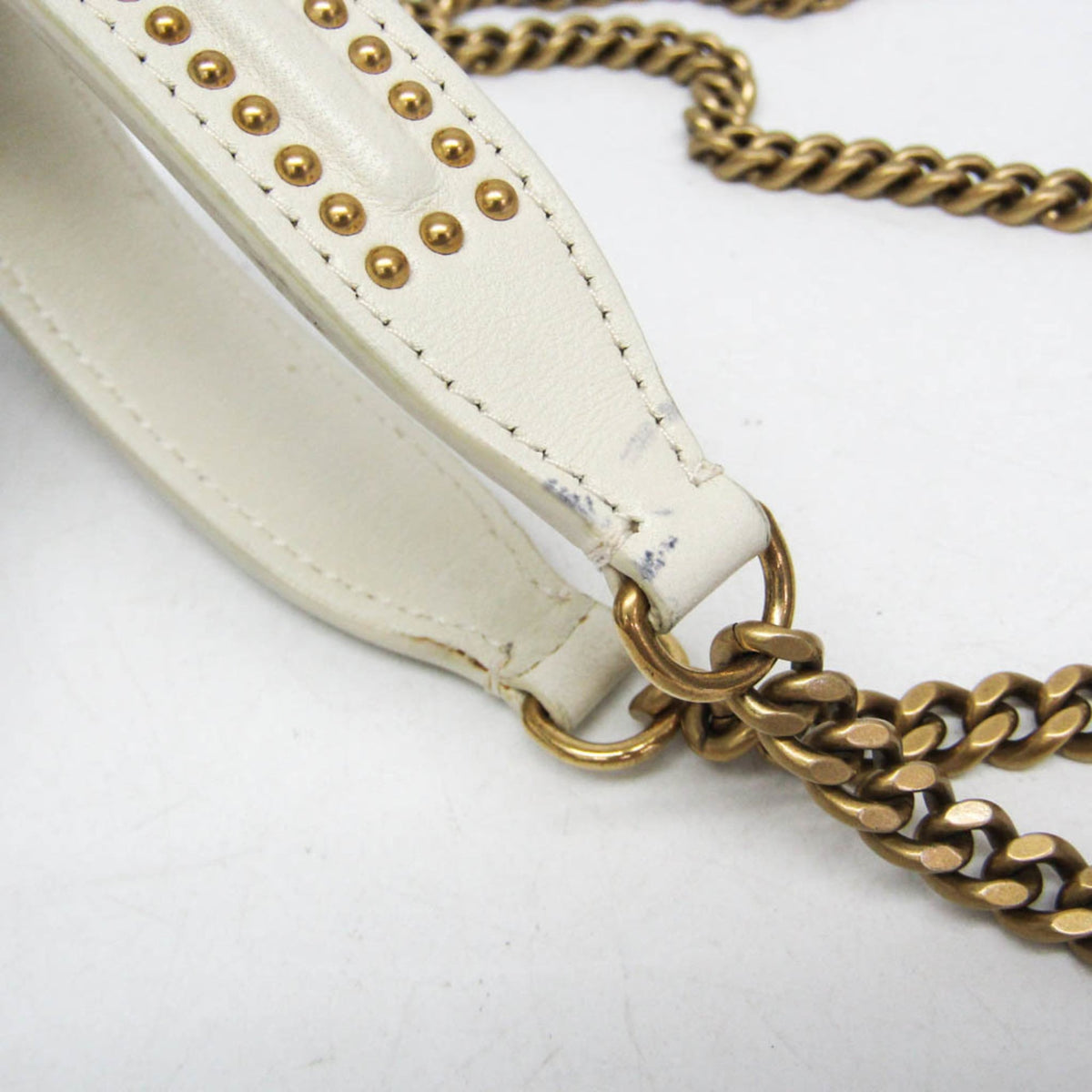 Christian Dior Diorama Vertical Clutch on Chain Studded Leather, White, Leather, Clutch