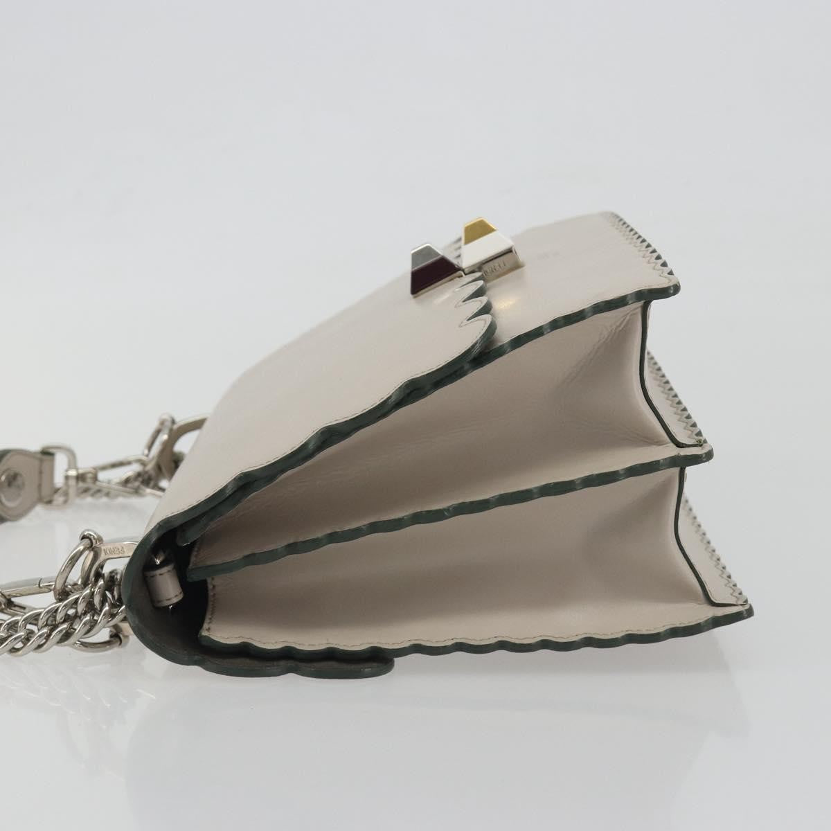 Fendi Kan I Leather, Gray, Leather, Shoulder Bag