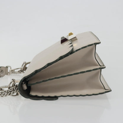 Fendi Kan I Leather, Gray, Leather, Shoulder Bag