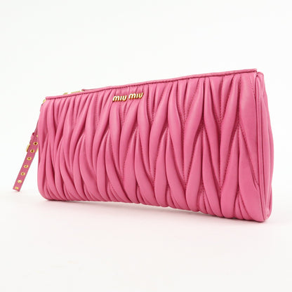 Miu Miu Zip Wristlet Matelasse Leather, Pink, Leather, Clutch