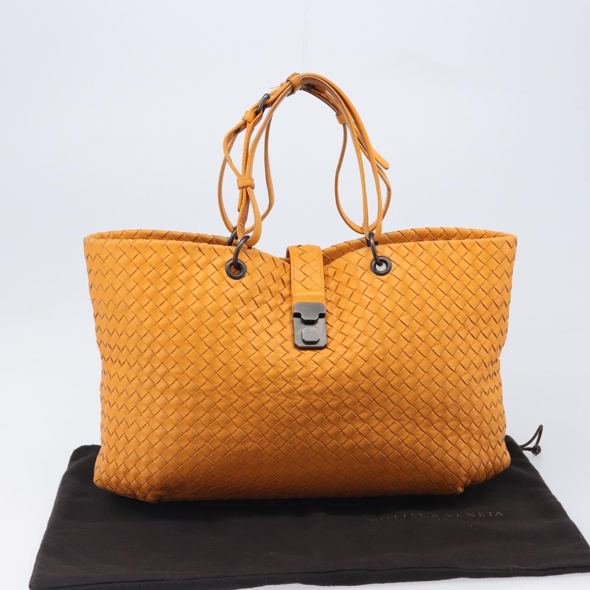 Bottega Veneta Capri Intrecciato Nappa, Orange, Leather, Tote Bag