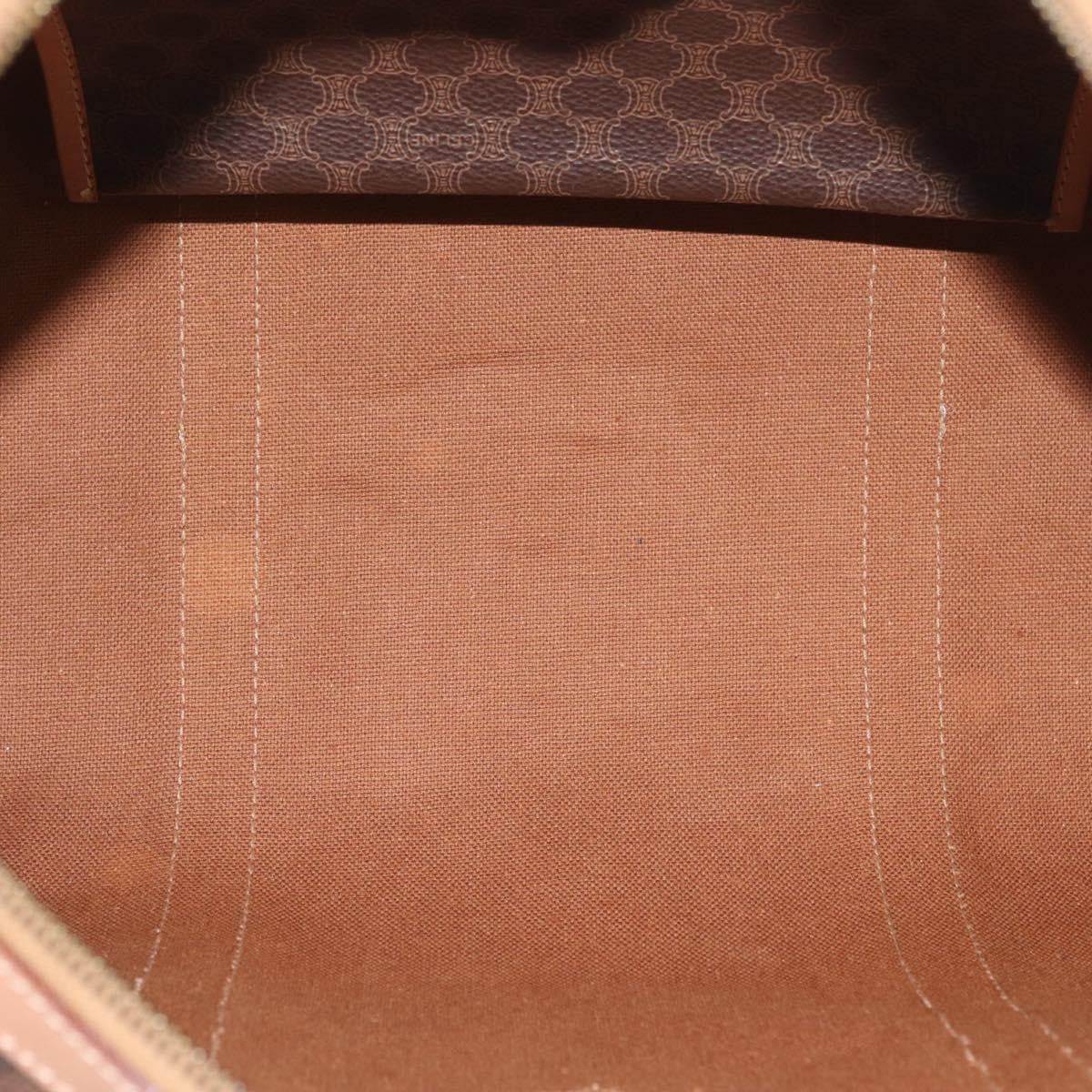 Celine Vintage Duffle Macadam Coated Canvas, Brown, PVC, Handbag