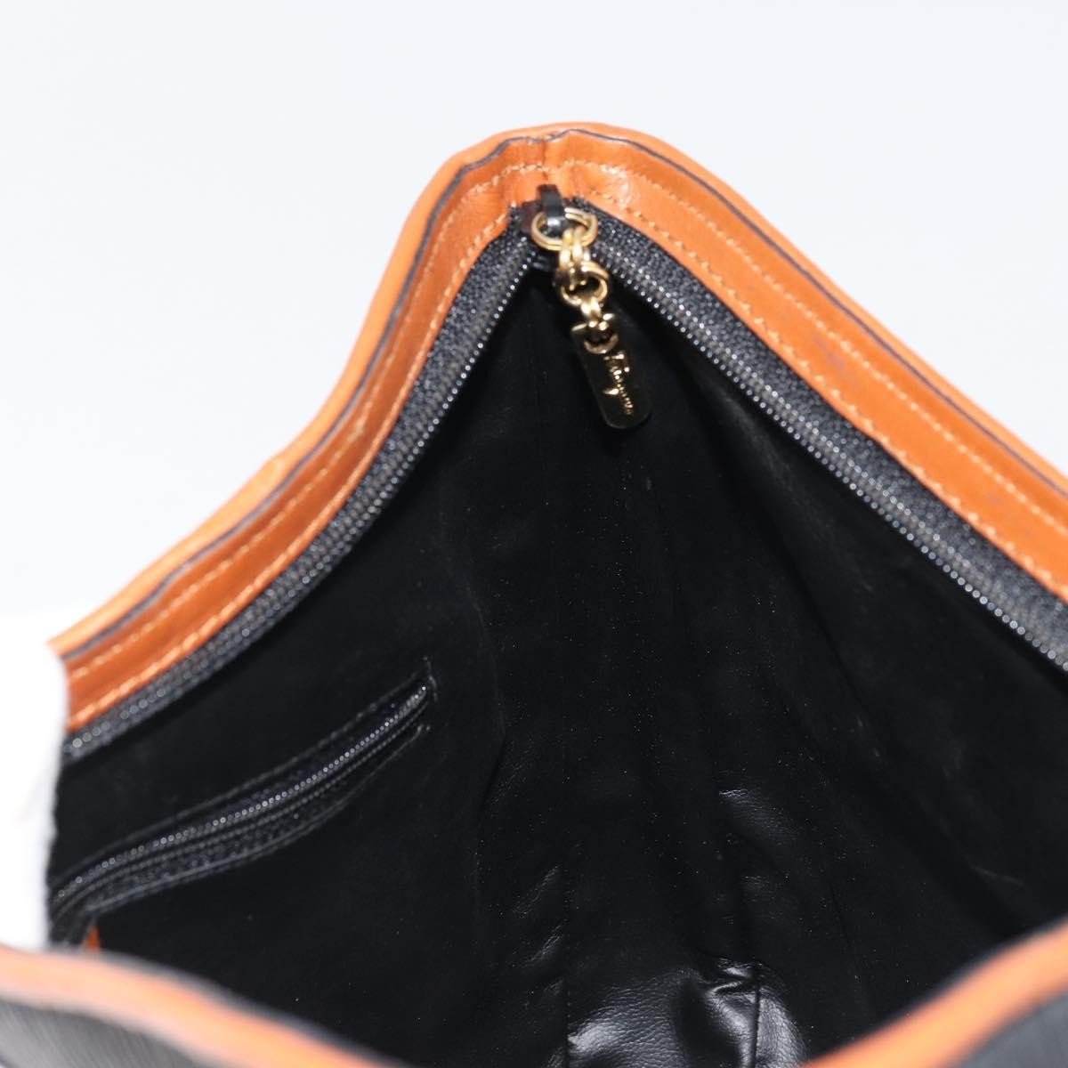 Salvatore Ferragamo Shoulder Leather, Black, Leather, Shoulder Bag