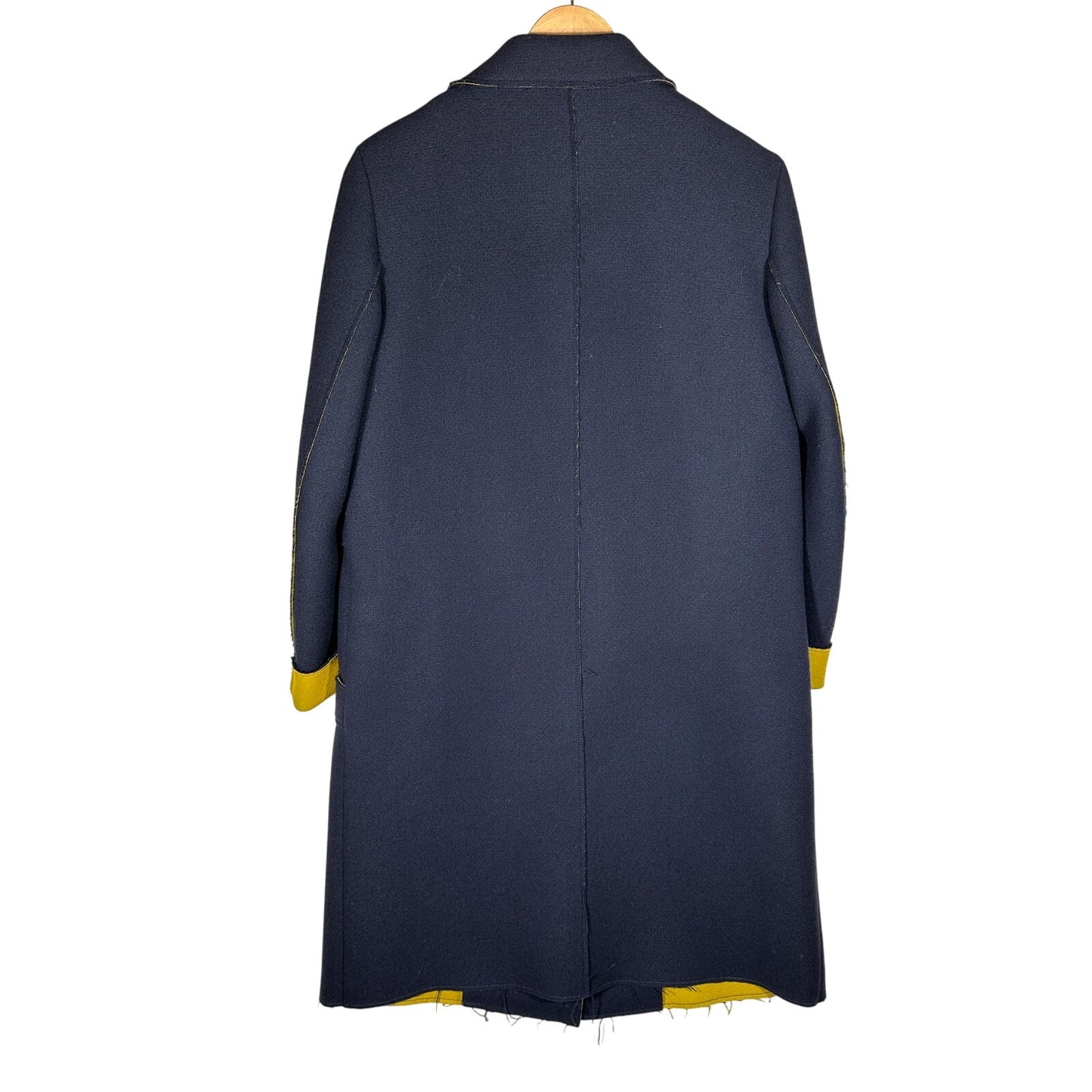 Sonia Speciale Trench Coat 44 Blue Wool Blend Double Breasted