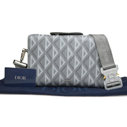 Christian Dior Lingot Messenger CD Diamond Coated Canvas, Gray, Canvas, Handbag