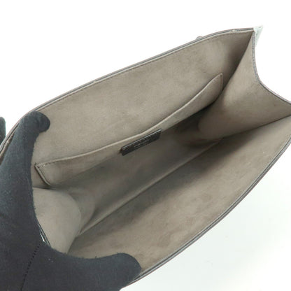 Fendi Kan I F Leather, Gray, Leather, Shoulder Bag