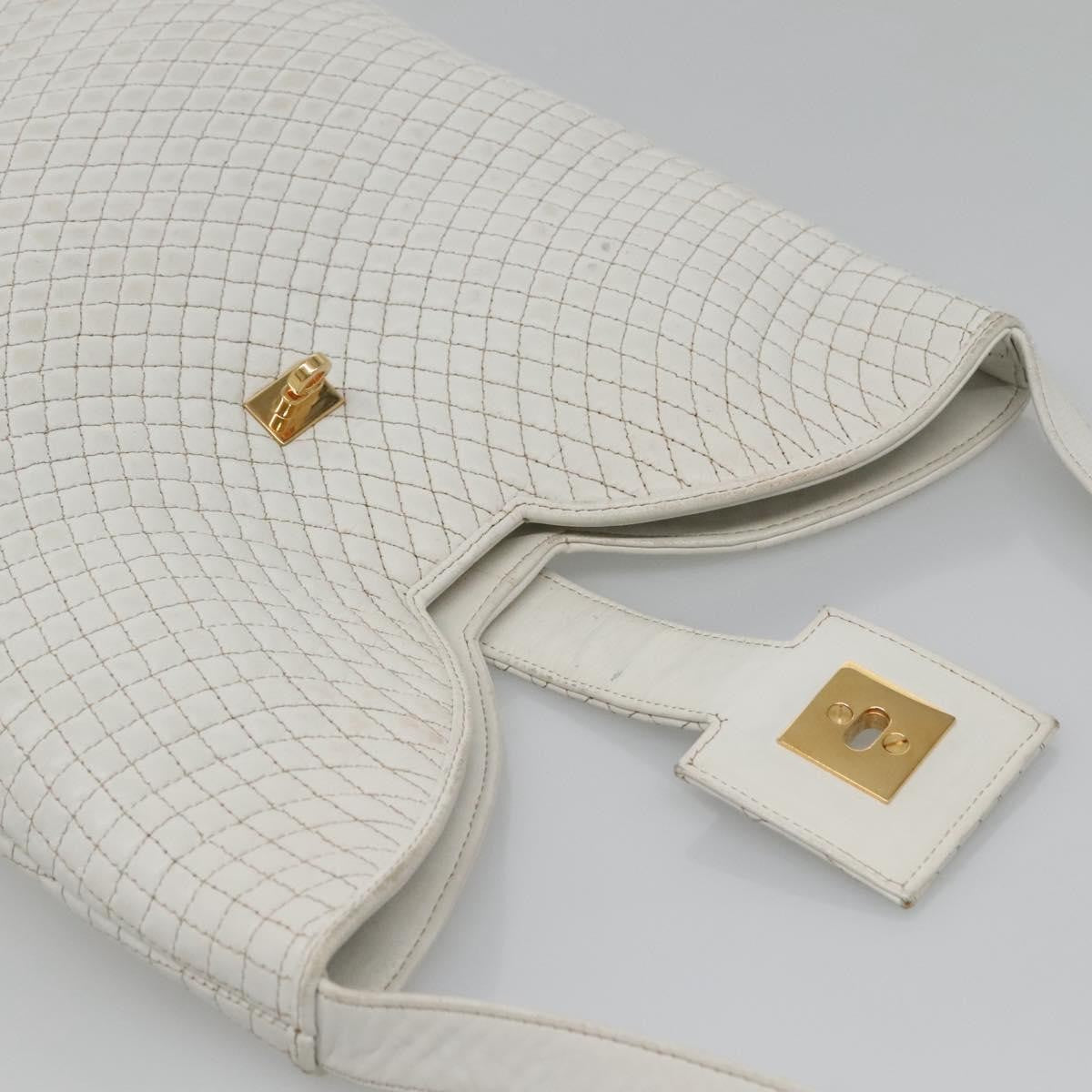 Bally Vintage Quilted leather, White, Leather, Shoulder Bag