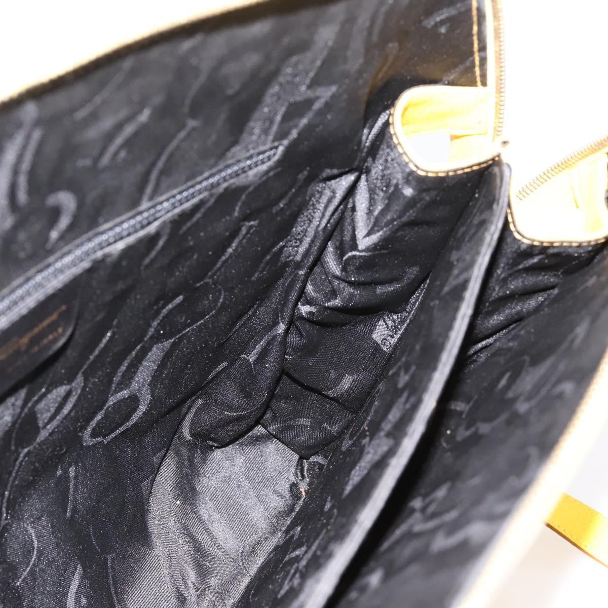 Salvatore Ferragamo Gancini Leather, Yellow, Leather, Handbag