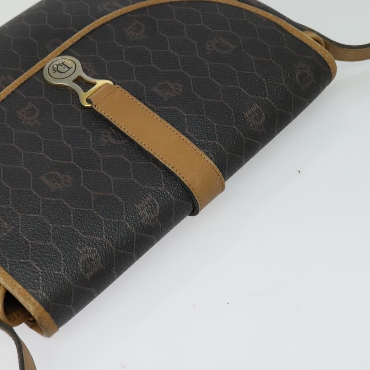 Christian Dior Vintage Honeycomb Flap Canvas and Leather, Black, Canvas, Shoulder Bag