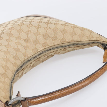Gucci Vintage Zip Hobo GG Canvas with Leather, Beige, Canvas, Shoulder Bag